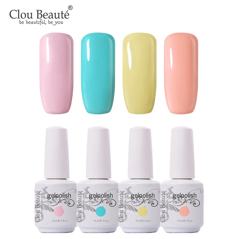 УФ гель-лак для ногтей Clou Beaute 4 шт., гель-лак для ногтей бардового, бежевого, розового цвета, неоновый УФ-лак с мягким удалением, УФ гель-лак - Цвет: 15MLZH04