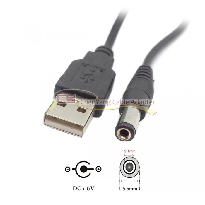 

New USB 2.0 A Type Male to 5 5mm DC Power Plug Barrel Connector 5V Cable 80cm Black Right Angled Straight Black