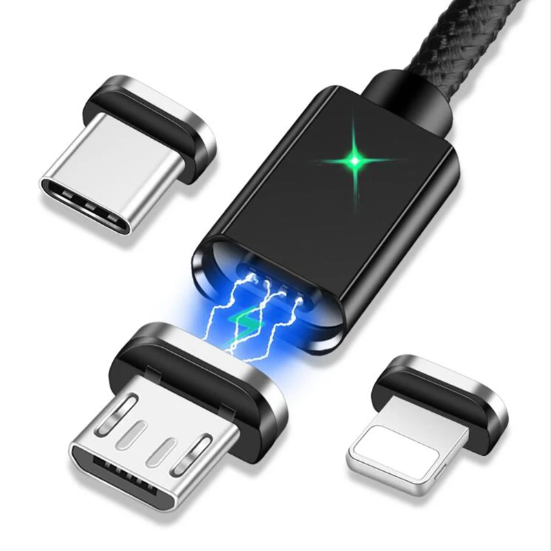 

3A Magnetic Type C USB Cable For iPhone7 8 X XR Micro Cable USB Type C Magnetic Charger For Samsung Xiaomi Huawei Magnetic Cable