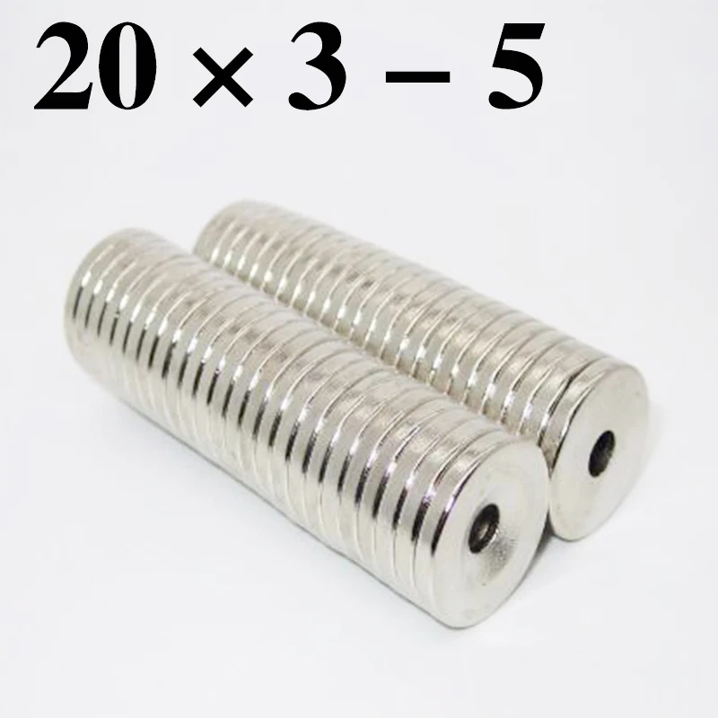 

HYSAMTA 5Pieces/Lot 20 x 3 mm With Hole 5mm Ring Rare Earth Strong Countersunk Neodymium Magnets 20*3-5mm