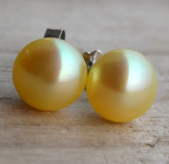 

Yellow Color Pearl Earrings,AAA 8mm Freshwater Pearl 925 Sterling Silver Stud Earring,Wedding Party Woman Gift Jewellery
