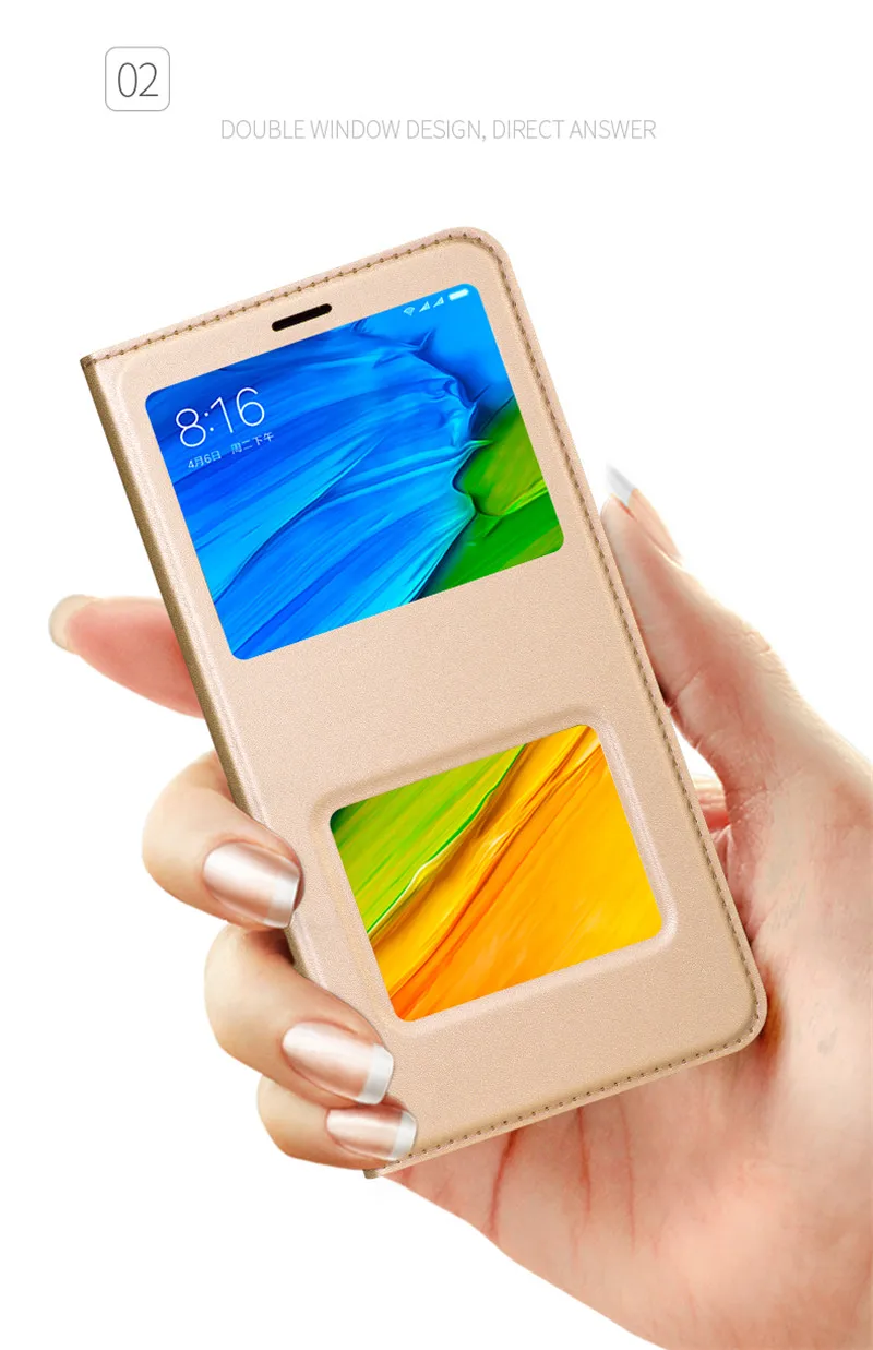 Флип чехол с окошком и откидной крышкой для Xiaomi Redmi Примечание 5A 5 A Plus кожаный
