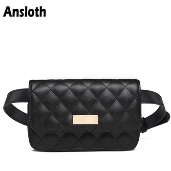 

Ansloth Classic Diamond Lattice Waist Bags Fashion Fanny Pack For Women Casual Plaid Shoulder Bag PU Leather Chest Bag HPS319