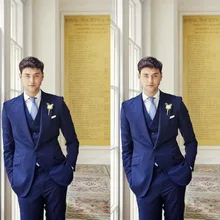 На заказ королевские мужские костюмы с тупым отворотом, облегающие смокинги для жениха, Лучший мужской костюм жениха, костюмы из 3 предметов