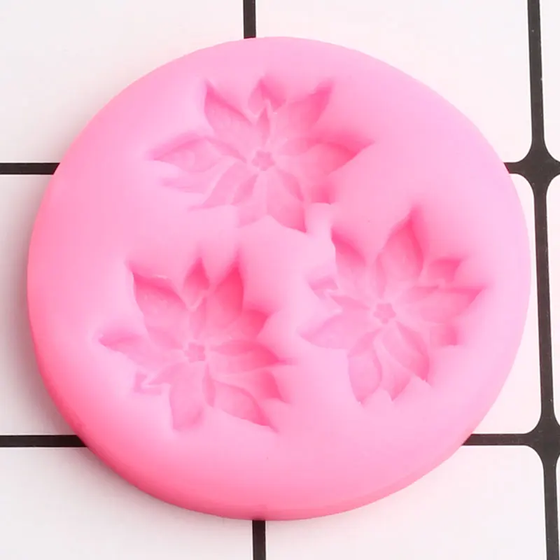 Poinsettia Flower Silicone Molds Cupcake Topper Fondant Mold DIY Christmas Cake Decorating Tools Candy Chocolate Gumpaste Moulds