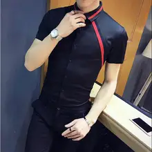 Прямая с фабрики Мужская Рубашка летняя новая приталенная Простая рубашка-смокинг мужская с коротким рукавом Повседневная лента дизайн парикмахера рубашка платье