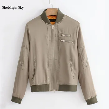 

SheMujerSky Black Coats And Jackets Women 2018 Autumn Winter Coat Streetwear veste femme manche longue