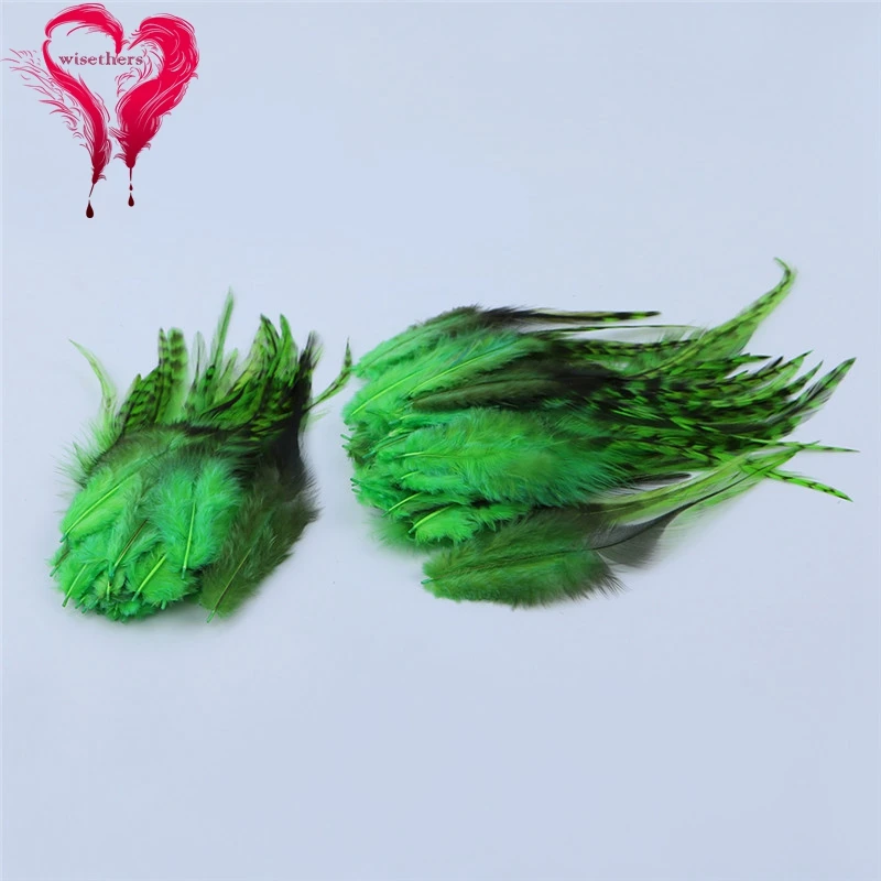 2 green qinghuajian rooster saddle feather 2