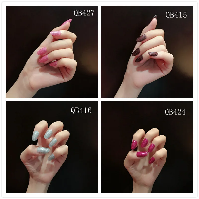 3PCS Simple Gradient Nail Stickers Solid Color Flash ...