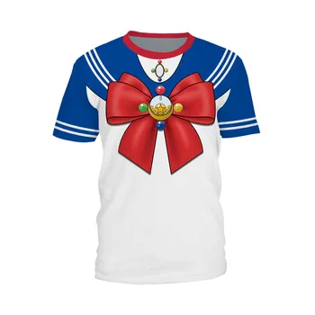 

Anime Sailor Moon 3D Printing T-shirt Cosplay Costume Card Captor Sakura Summer Short Sleeve women girls T shirt Tees tops