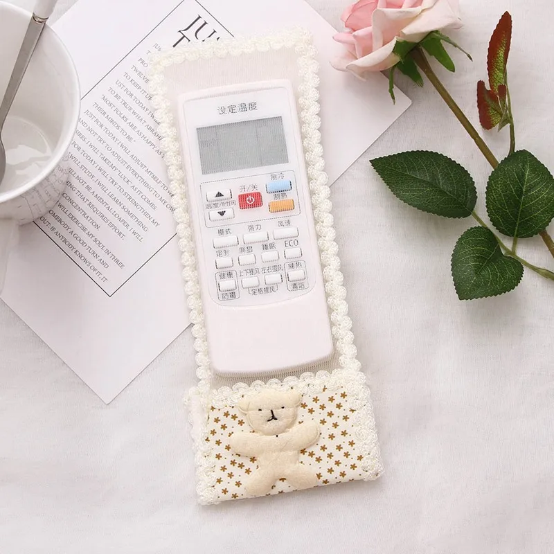 

TV Air Conditioning Remote Control Case Cover Bowknot Lace Bear Cover Greaseproof 3 Color 3 Size