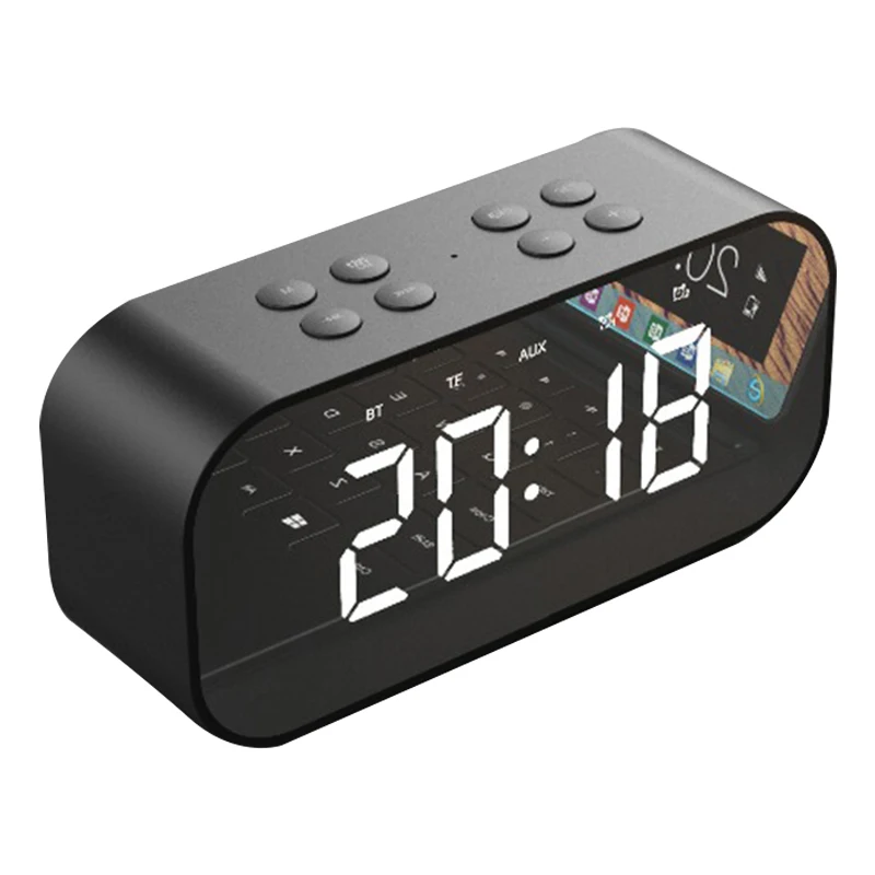 

Bluetooth 5.0 Portable Wireless Bluetooth Speaker Column Subwoofer Music Sound Box LED Time Snooze Alarm Clock for Laptop Phone