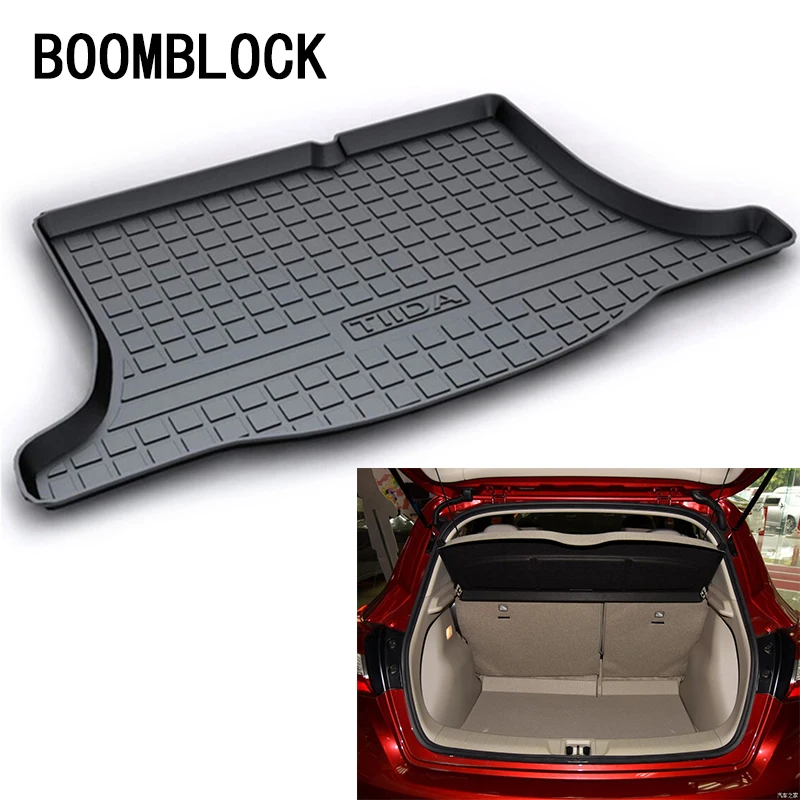 

BOOMBLOCK For Nissan Tiida 2018 2017 2016 Waterproof Anti-slip Car Trunk Mat Tray Floor Carpet Pad Protector Auto Accessories