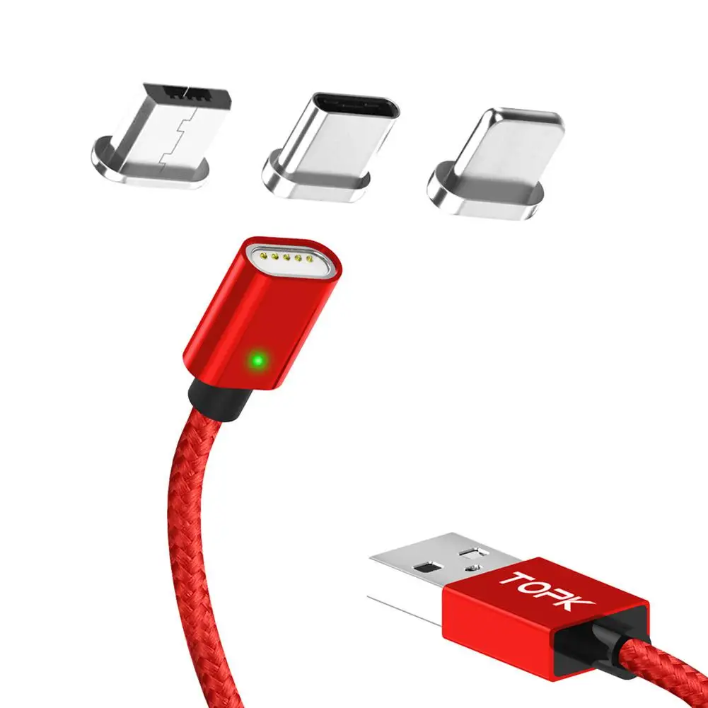 

Hot TOPK Braided Magnetic Micro USB Type-C Charging Cable Cord for iPhone Android