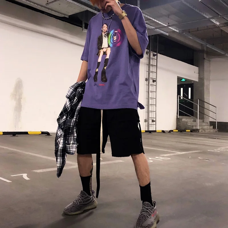 Европа и Америка high street RO стиль стримеры мульти-мешок над коленом темные Рабочие свободные tide Брендовые мужские брюки пять брюки m