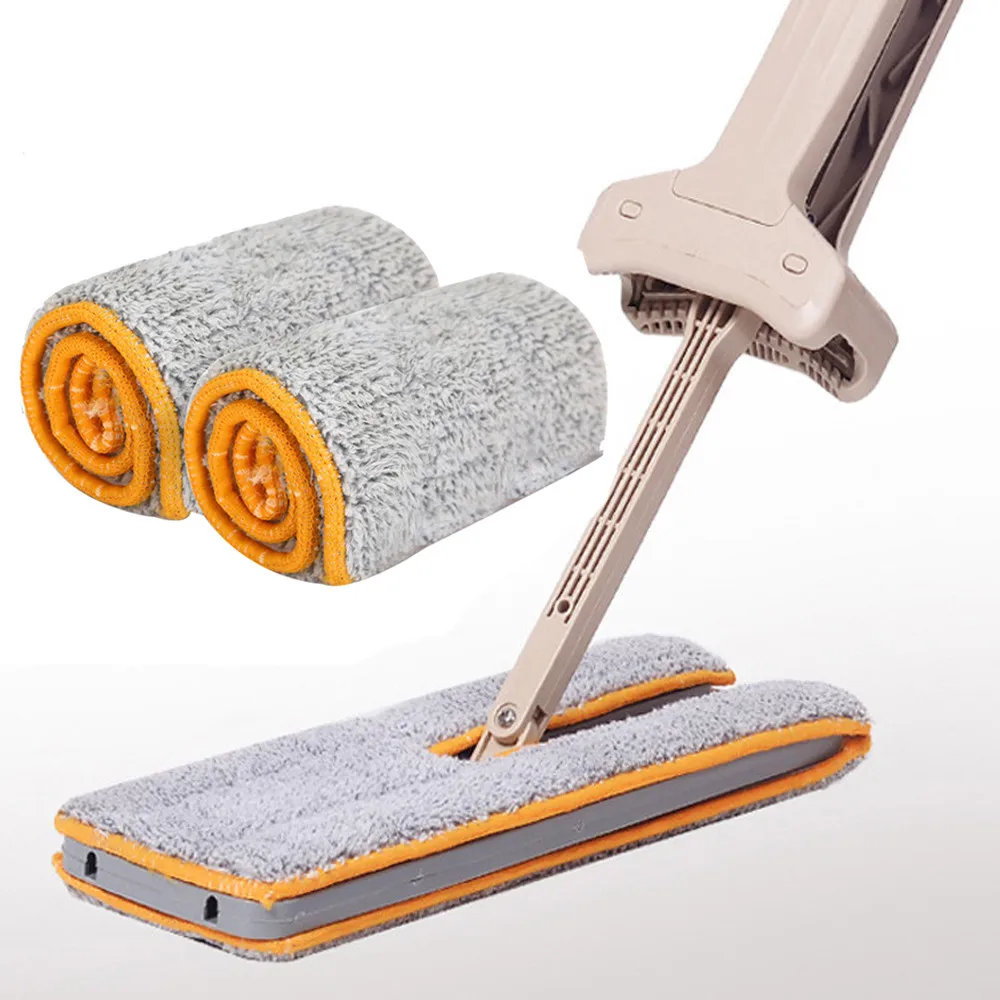 

ISHOWTIENDA 2PC Double Sided Non Hand Washing Mop Accessories Dust Push Mop Cloth Clean Tool