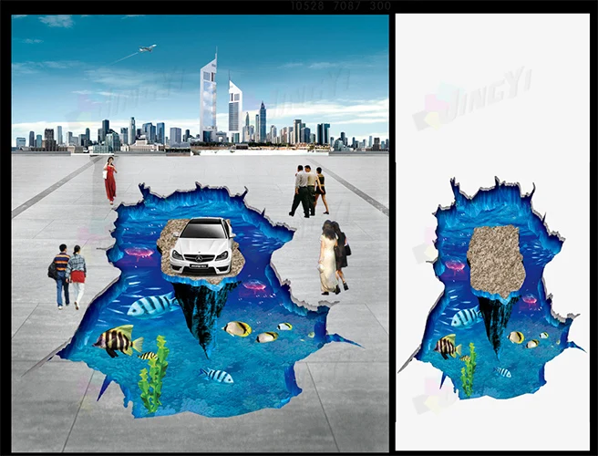 

2016 Die Cut 3D Floor Advertising Display Self-Adhesive Sticker Decal for car advertisements