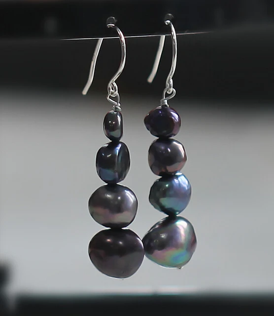 Baroque Natural Fresh Water Pearl Black And White Baroque Natural Fresh Water Pearl Black And White Earrings
