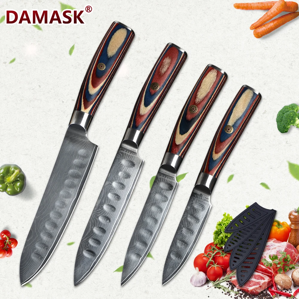 

DAMASK Damascus Knives Japanese Cooking Knife Pakka Wood Handle Knife 67 Layers VG10 Damascus Steel Kitchen Knives Ultra Sharp