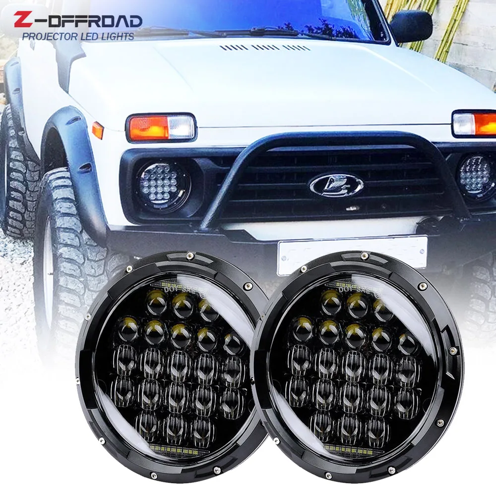 

7 Inch Led Headlight 7" Round LED headlamp daytime running light with white DRL For Jeep Wrangler Lada 4x4 urban Niva VAZ 2121