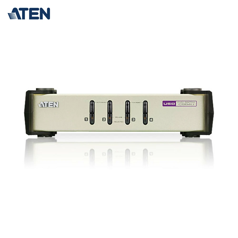 

ATEN CS84U 4 Port PS2/USB Desktop KVM Switch with 4x Custom KVM Cable Sets - Metal Gris Conmutadores de red