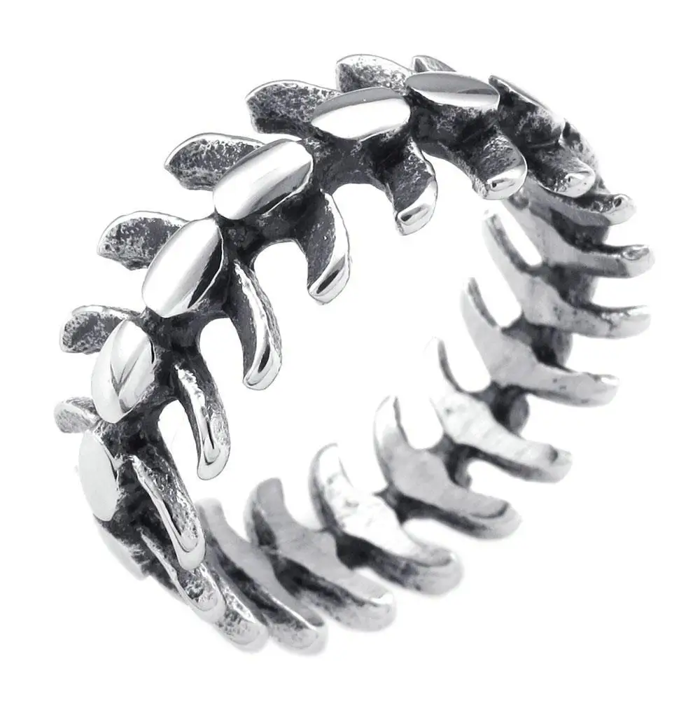 

2017 Cool 316L Stainless Steel ring Vintage Man's Fish Bone Ring
