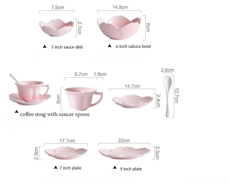 Керамический столовый сервиз, розовая кухонная посуда, тарелки в форме цветка, соус чили, блюдо