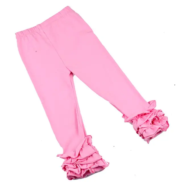 Bubble gum pink Ruffle Pants Triple ruffle leggings Baby girls Ruffle