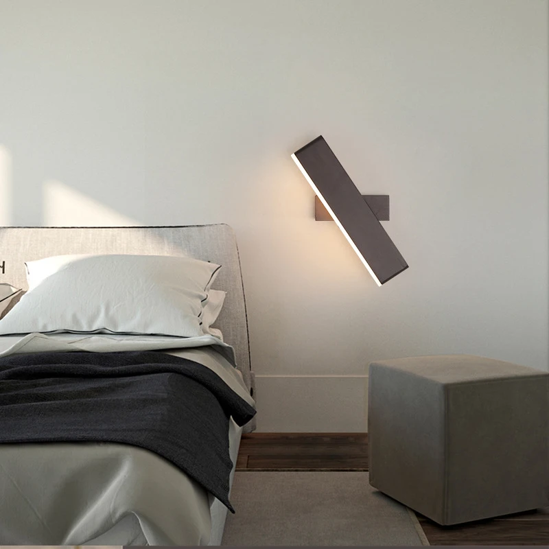 Современный светодиодный настенный светильник для спальни с поворотом на 360 градусов, регулируемый простой черно-белый скандинавский настенный светильник с зеркалом для ванной комнаты