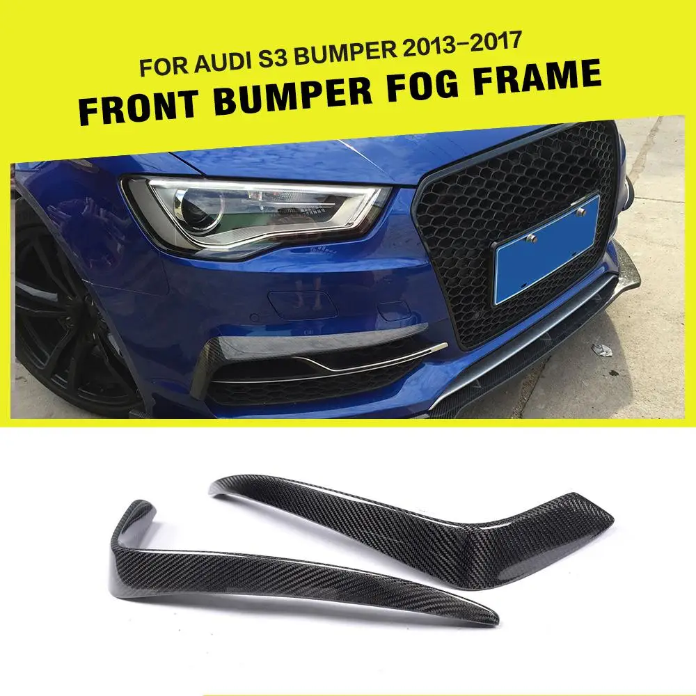 

Car-Styling Carbon Fiber Front Bumper Fog Light Trims Foglamps Decoration for Audi S3 Sedan Bumper 2013 - 2016