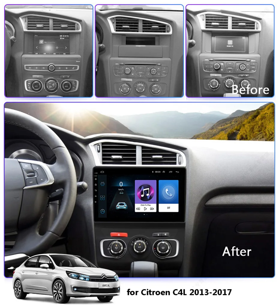 Flash Deal 10.1 inch 2.5D IPS Tempered HD multi-touch screen Android 8.1 NAVI for Citroen C4L 2013-2018 with Bluetooth USB WIFI support SWC 1