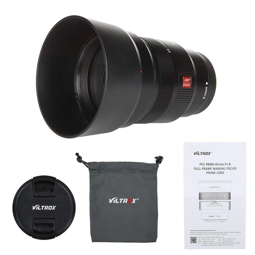 Объектив VILTROX 85 мм F1.8 E Mount Full Frame с ручной фокусировкой для sony E Mount A9 A7R3 A7R2 A7M3 A7M2 A7S2 A6500 A6300 A60