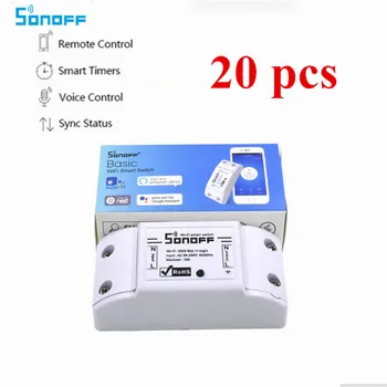 

Sonoff 20pcs Wireless Wifi Switch For Smart Home Automation Relay Module 10A 100-250V Support IOS Android Remote Controll