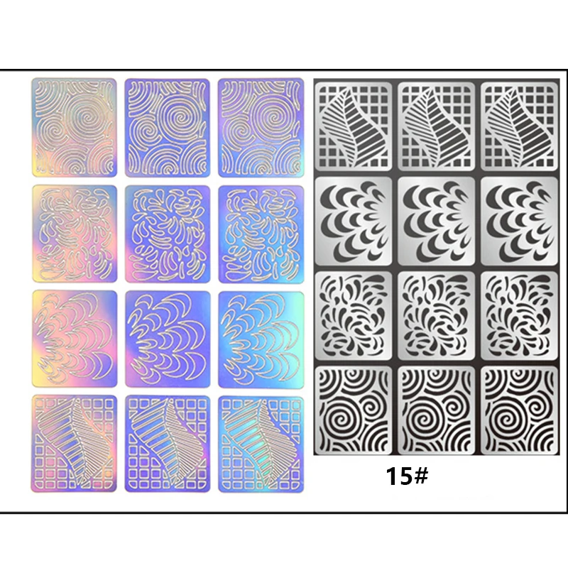 1 лист Новая мода винил для ногтей наклейки-Трафарет DIY маникюр Дизайн ногтей Инструмент 24 узора
