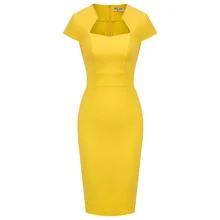 Vestido Retro de GK, vestido Vintage con mangas de casquillo, vestidos con cintura alta elástica y envuelto en las caderas, Ropa de Trabajo de oficina para mujer, vestido ceñido al cuerpo hasta la rodilla para fiesta para mujer