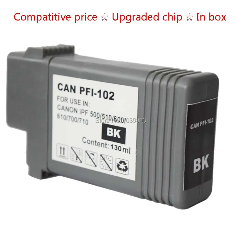 1x Compatible Matte Black Ink cartridge PFI 102 for Canon Printer iPF500/510 iPF600/605/610