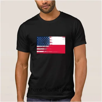 

Polish American Half Poland Half America Flag Fun Men T Shirt Summer Style Men's T-Shirt Clothes Round Collar Tshirt Large