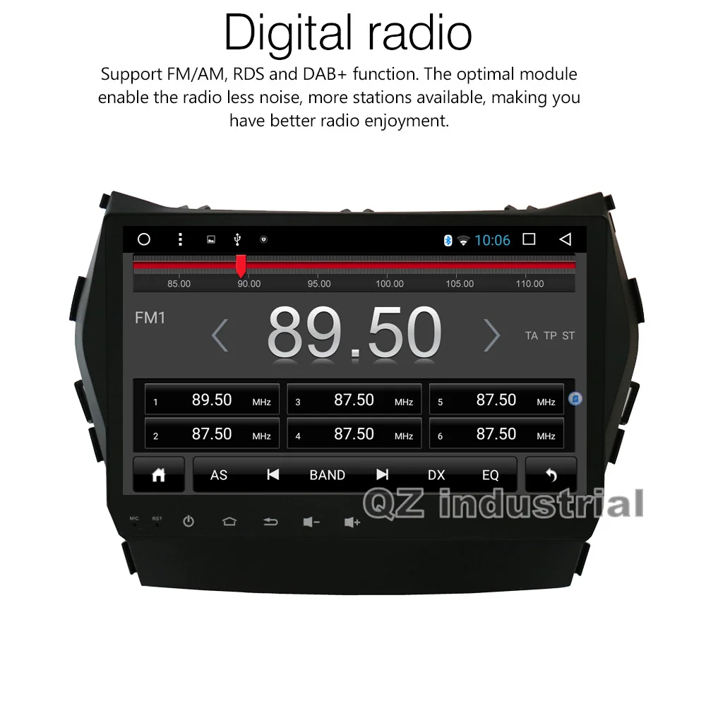 Top QZ industrial HD 9inch Android 8.1 T3 for Hyundai IX45 Car DVD Multimedia player with Radio Navigation BT GPS 3G 4G WIFI RDS Map 9