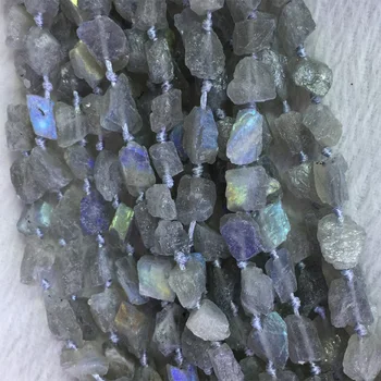 

Natural Genuine Raw Mineral Gray Blue Light Labradorite Hand Cut Nugget Free Form Loose Rough Matte Faceted Beads 15" 05366