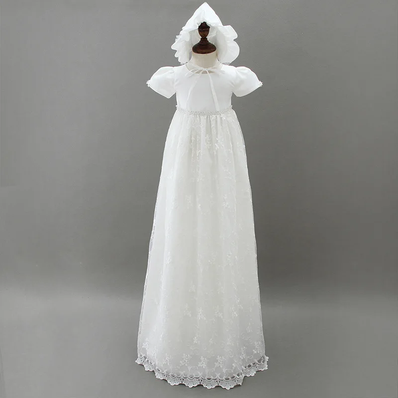 

HAPPYPLUS Ivory Princess Gown Baby Girl Christening Dresses Floor-length Long Dress for Baby Shower Baptism Dress for Baby Girls