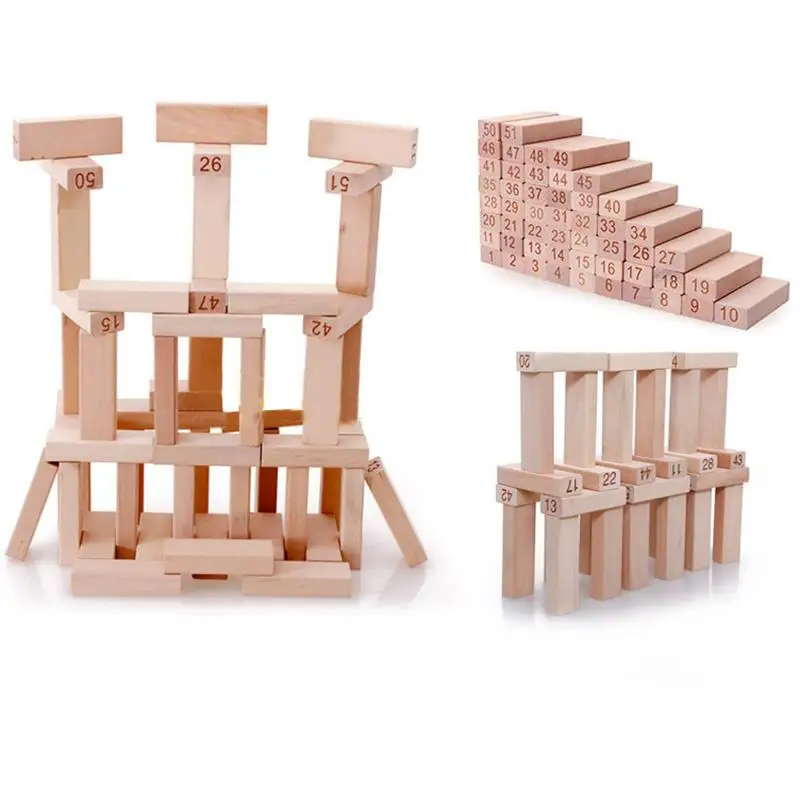 51Pcs/Set Wooden Building Block Donimo Bricks Baby Kids DIY Stacking Educational Numbers Building & Taking Out Game Blocks Toy baby-building-blocks-wooden : image 51Pcs/Set Wooden Building Block Donimo Bricks Baby Kids DIY Stacking Educational Numbers Building & Taking Out Game Blocks Toy baby-building-blocks-wooden