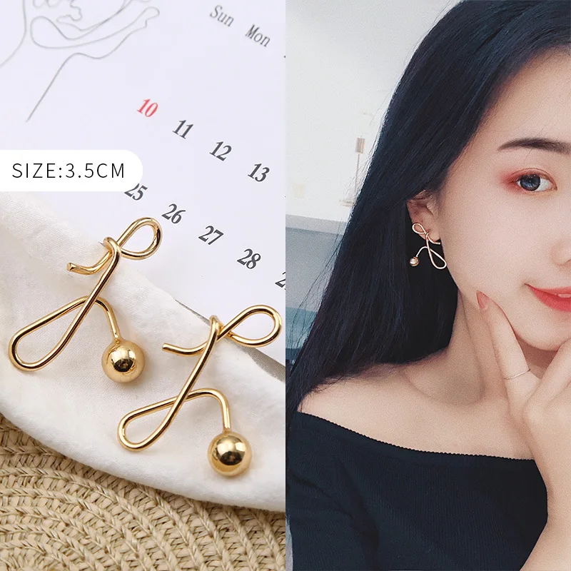 

EK618 European Fashion Metal Earrings Women Knot Irregular Musical Notes Earrings Personality Abstract Geometric Earring Brincos