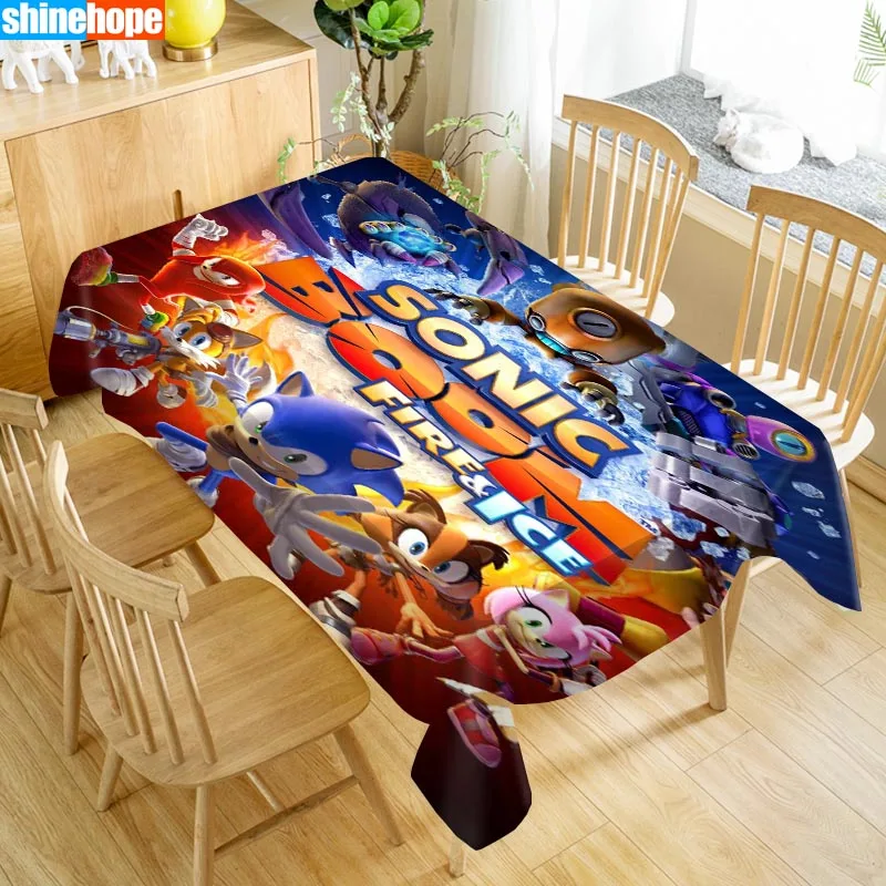 

New Arrival Custom Sonic The Hedgehog Table Cloth Waterproof Oxford Fabric Rectangular Tablecloth Home Party Tablecloth