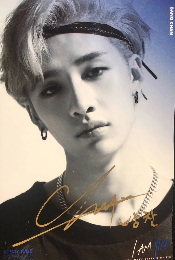 Ручной подписанный бродячие дети Bang Chan фото с автографом I AM YOU K-POP 5*7 коллекция 102018BB