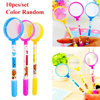 

DELVTCH 10PCS/set Magnifier Ballpoint Pen Cute 0.5mm Blue Ink Ball Pen School Student Stationery Supplies Kids Gift Color Random
