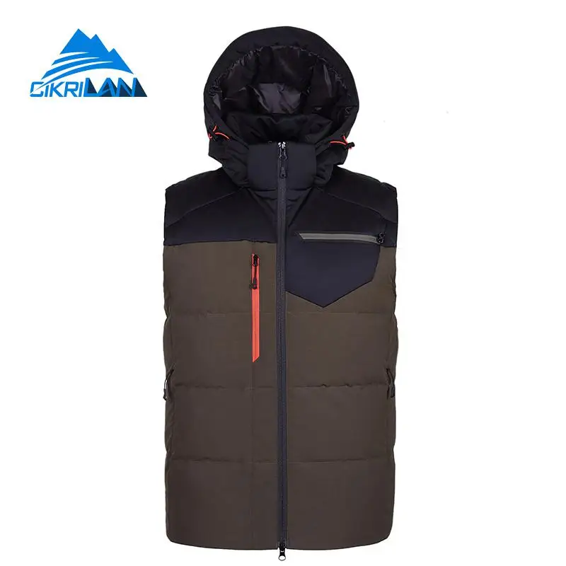 Sleeveless Gilet Hiking Climbing Duck Down Outdoor Vest Men Hoodie