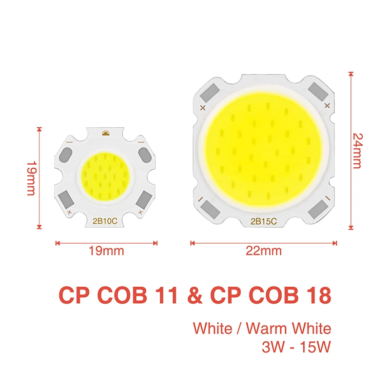 DIY светодиодный чип COB 3 Вт 5 Вт 7 Вт 10 Вт 12 Вт 15 Вт высокой мощности Яркость Lumen лампа DC9-50V для напольный светильник Точечный светильник Холодный белый/теплый белый/белый