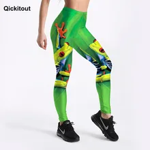 Qickitout, новинка, Летние Стильные женские леггинсы, зеленые, с принтом лягушек, для тренировок, фитнеса, леггинсы, эластичная талия, длина по щиколотку, леггинсы, S-4XL