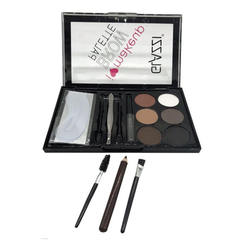 

6 Color Eyebrow Powder Eyebrow Pencil Waterproof and Sweat Non-Marking Long-Lasting Eyebrow Makeup Brush Set