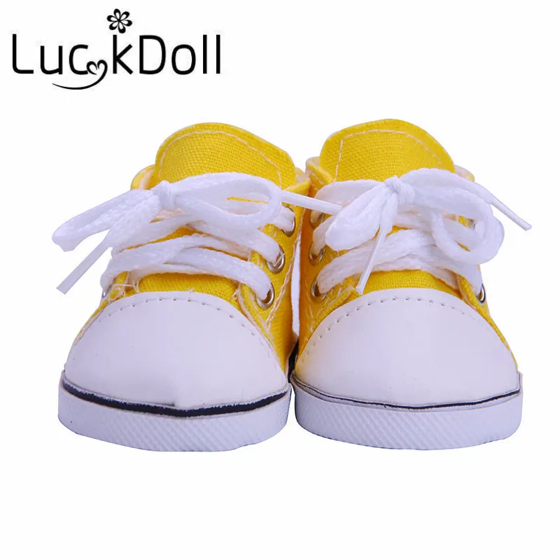 LUCKDOLL сплошной цвет холст обувь подходит 18 дюймов Американский 43 см Кукла одежда аксессуары, игрушки для девочек, поколение, подарок на день рождения